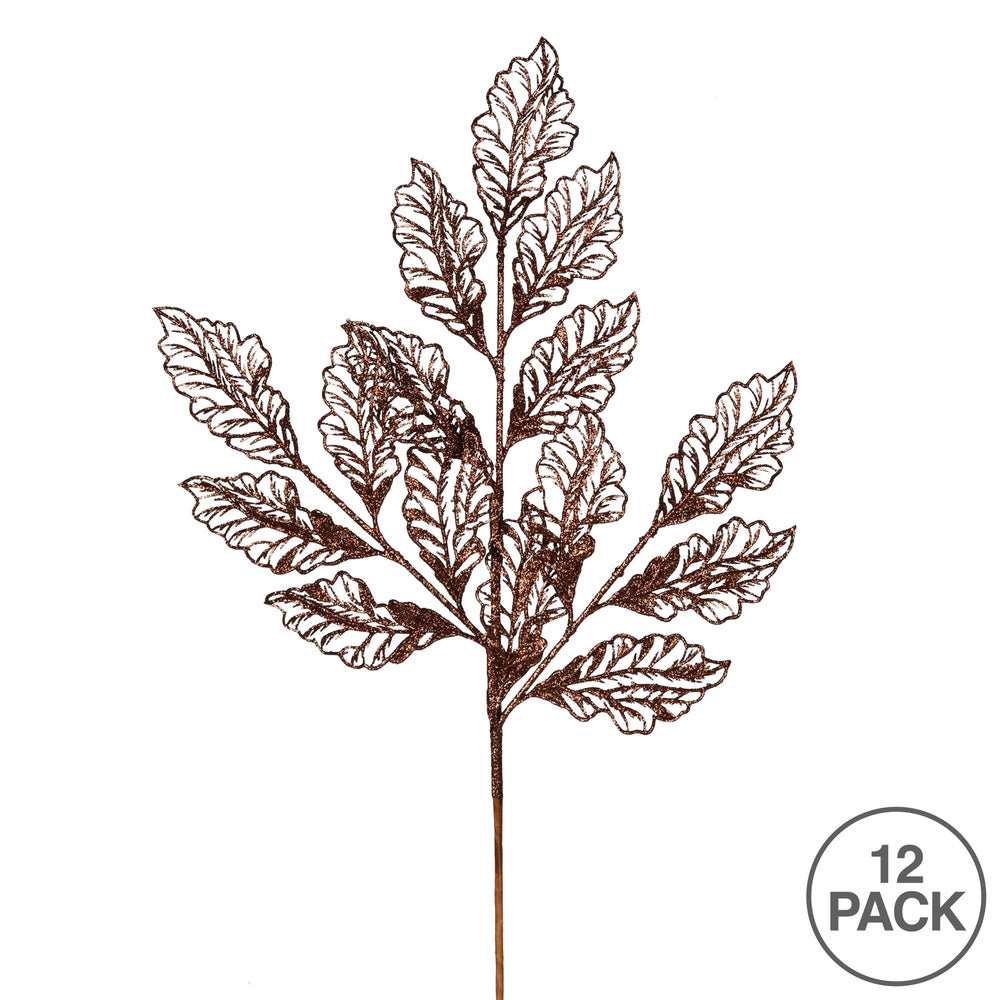 Vickerman 21" Chocolate Glitter Coleus Leaf Lace Artificial Christmas Spray. Includes 12 sprays per pack.