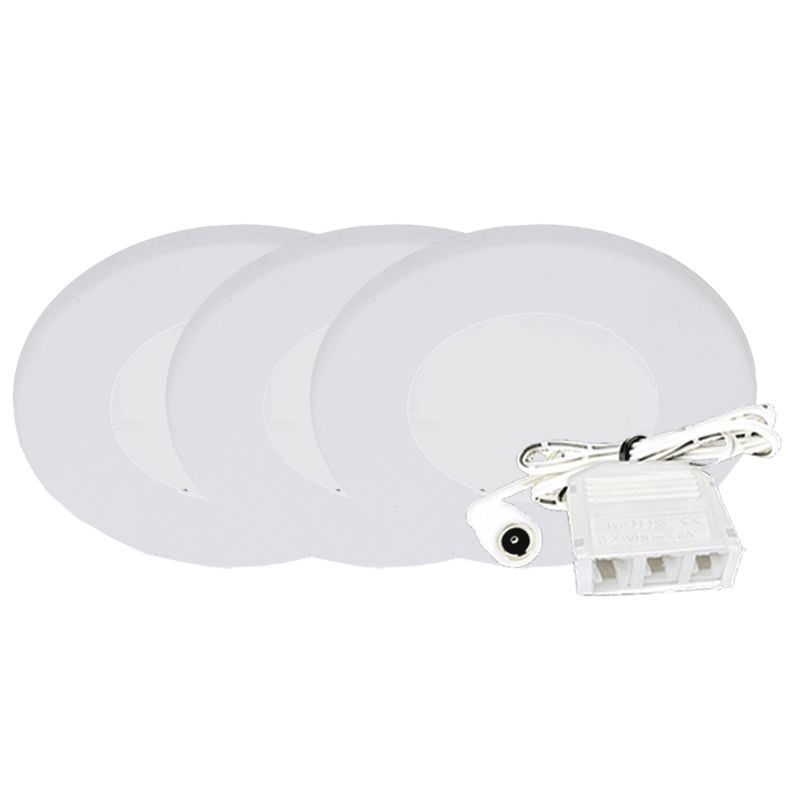 Westgate 12V 3-Pack Kit Slim Puck Light, ETL, 4000K, White, Undercabinet Lighting, 2W, 120 Lumens, 4000K, White Finish, TRIAC Dimming