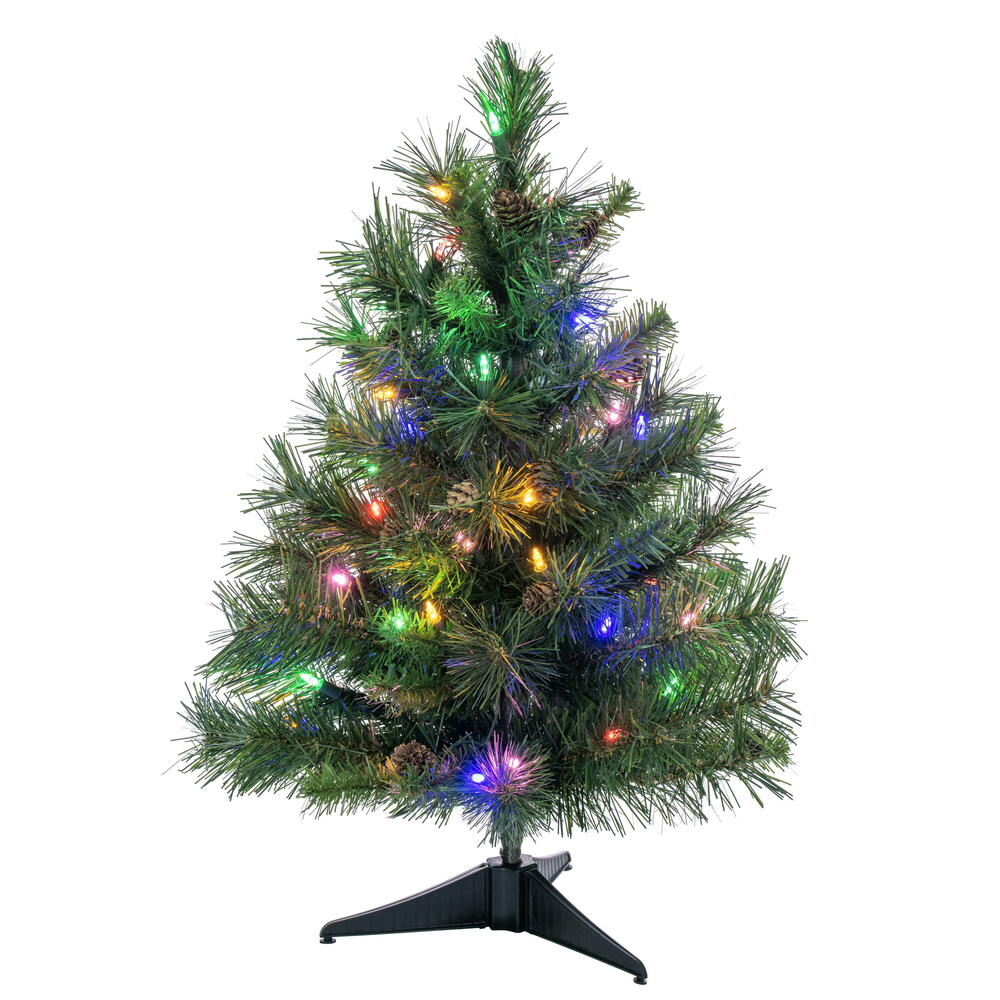 Vickerman 2' Cheyenne Pine Artificial Christmas Tree Multi-colored Dura-Lit® LED Lights