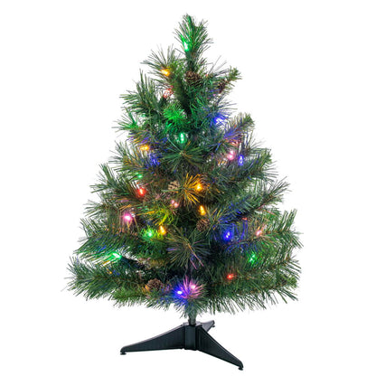 Vickerman 2' Cheyenne Pine Artificial Christmas Tree Multi-colored Dura-Lit® LED Lights