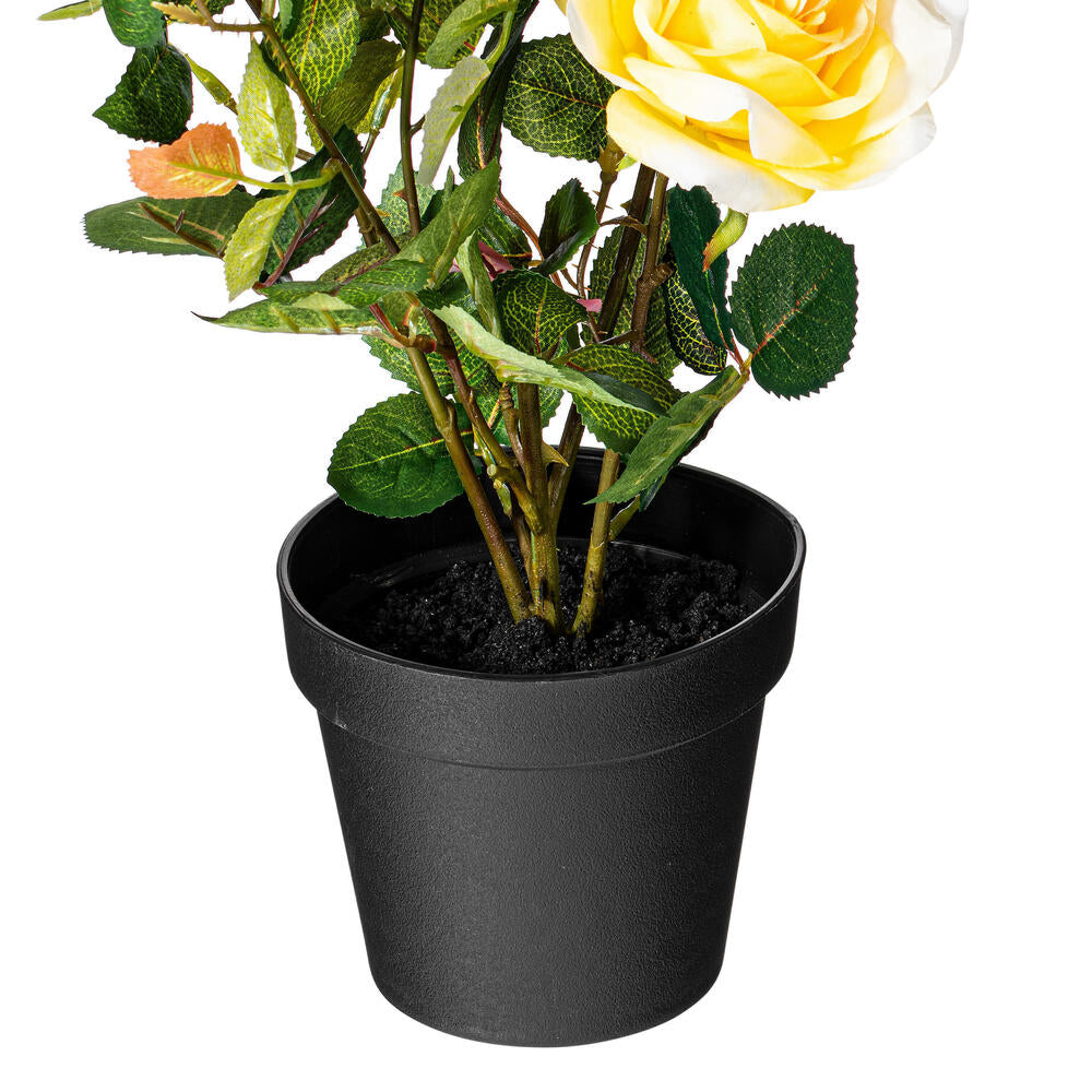 Vickerman 21" Artificial Yellow Rose Plant in Pot.