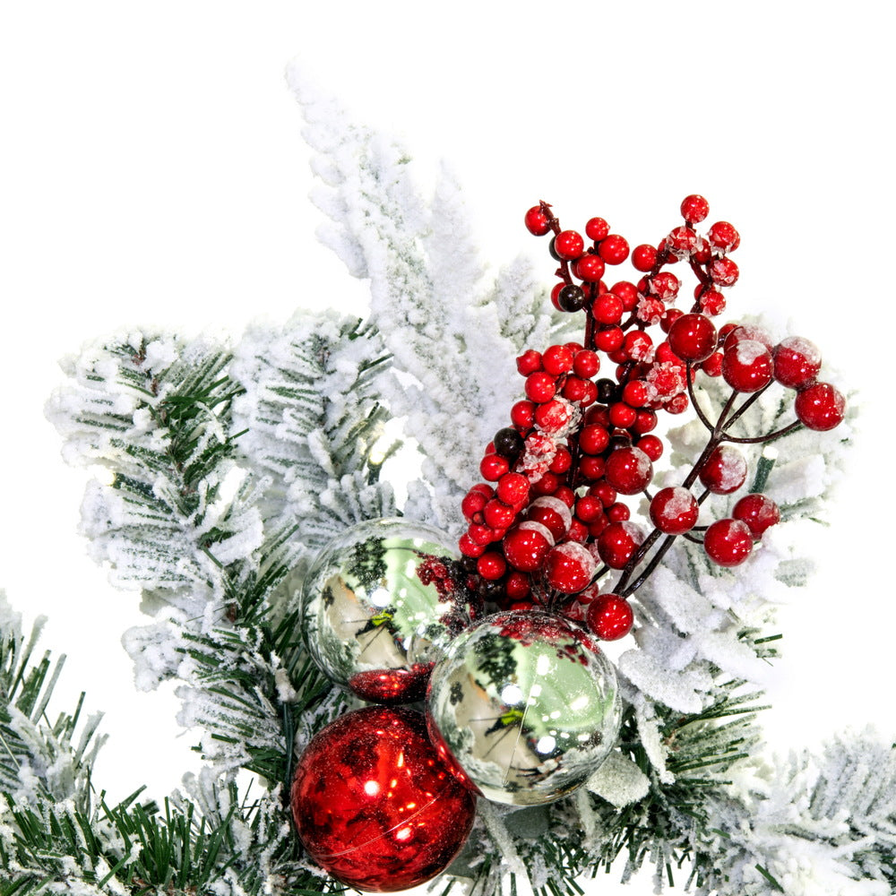 Vickerman 6' x 16" Flocked Artificial Christmas Garland Battery Operated Pure White LED Lights