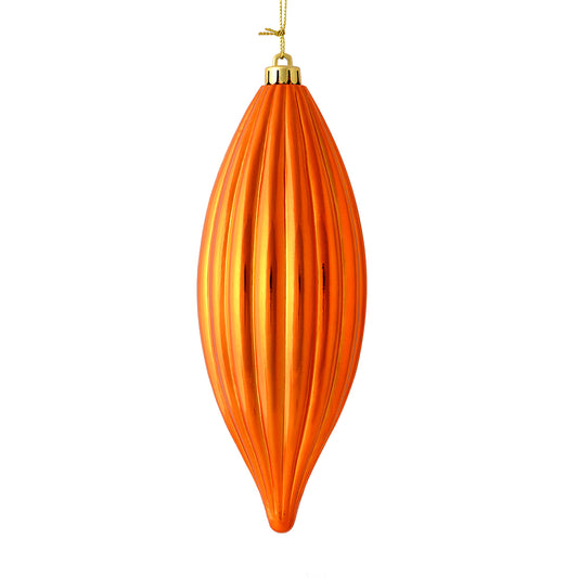 Vickerman 8" Burnished Orange Shiny Line Finial Ornament Pack of 4