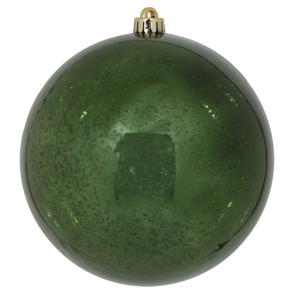 Vickerman 8" Moss Green Mercury Ball Christmas Ornament Features a Shiny Finish.