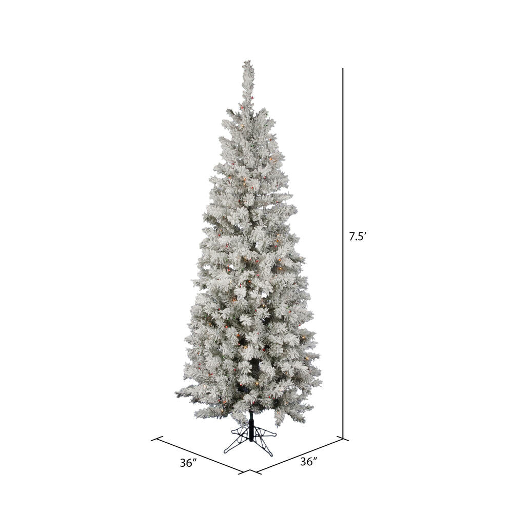 Vickerman 7.5' Flocked Pacific Artificial Christmas Tree Multi-Colored LED Lights