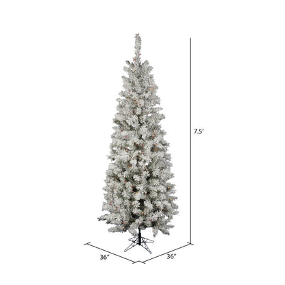 Vickerman 7.5' Flocked Pacific Artificial Christmas Tree Multi-Colored LED Lights