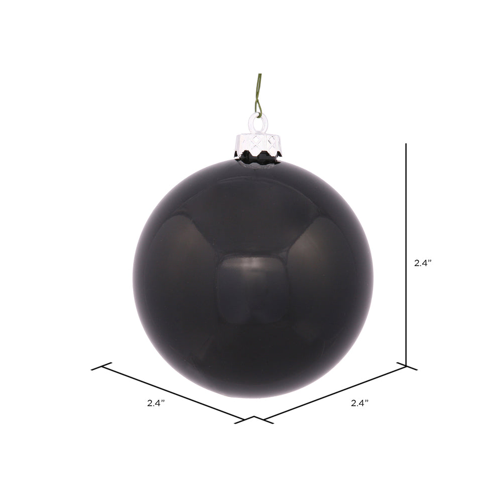 Vickerman 2.4" Black Shiny Ball Ornament 24 per Bag