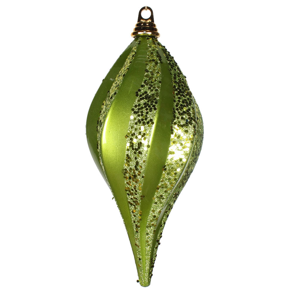 Vickerman 12'' Lime Glitter Swirl Drop Christmas Ornament