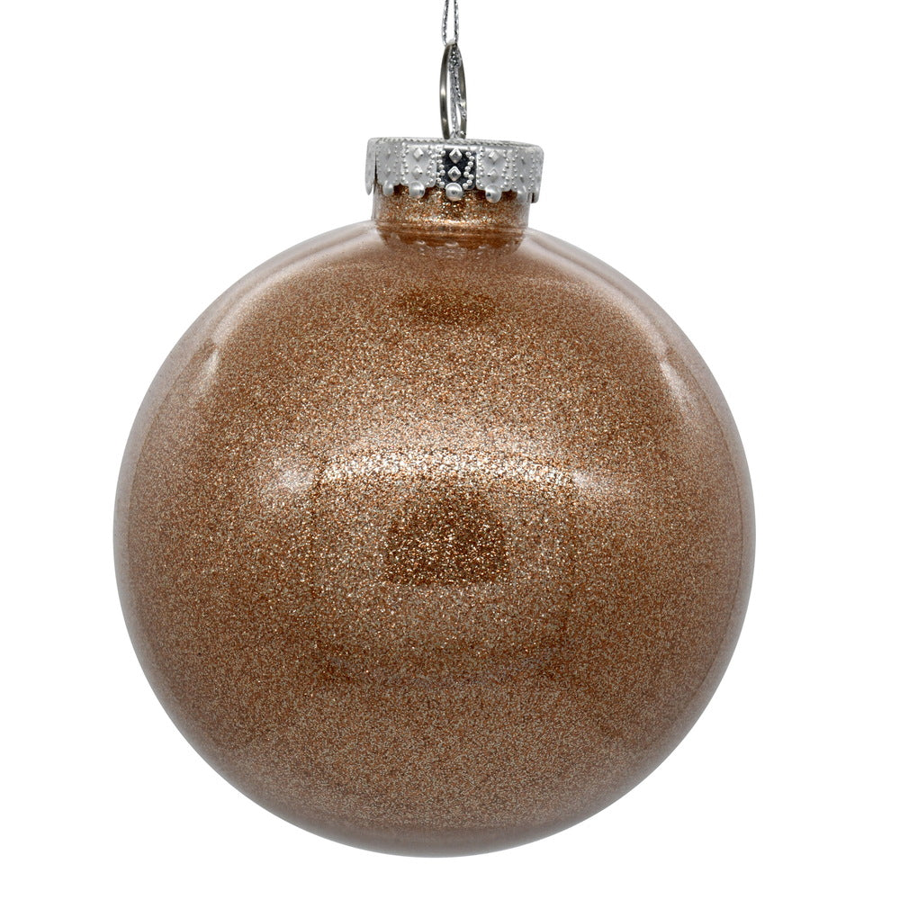 Vickerman 4" Clear Ball Christmas Ornament with Café Latte Glitter Interior 6 Pieces per bag