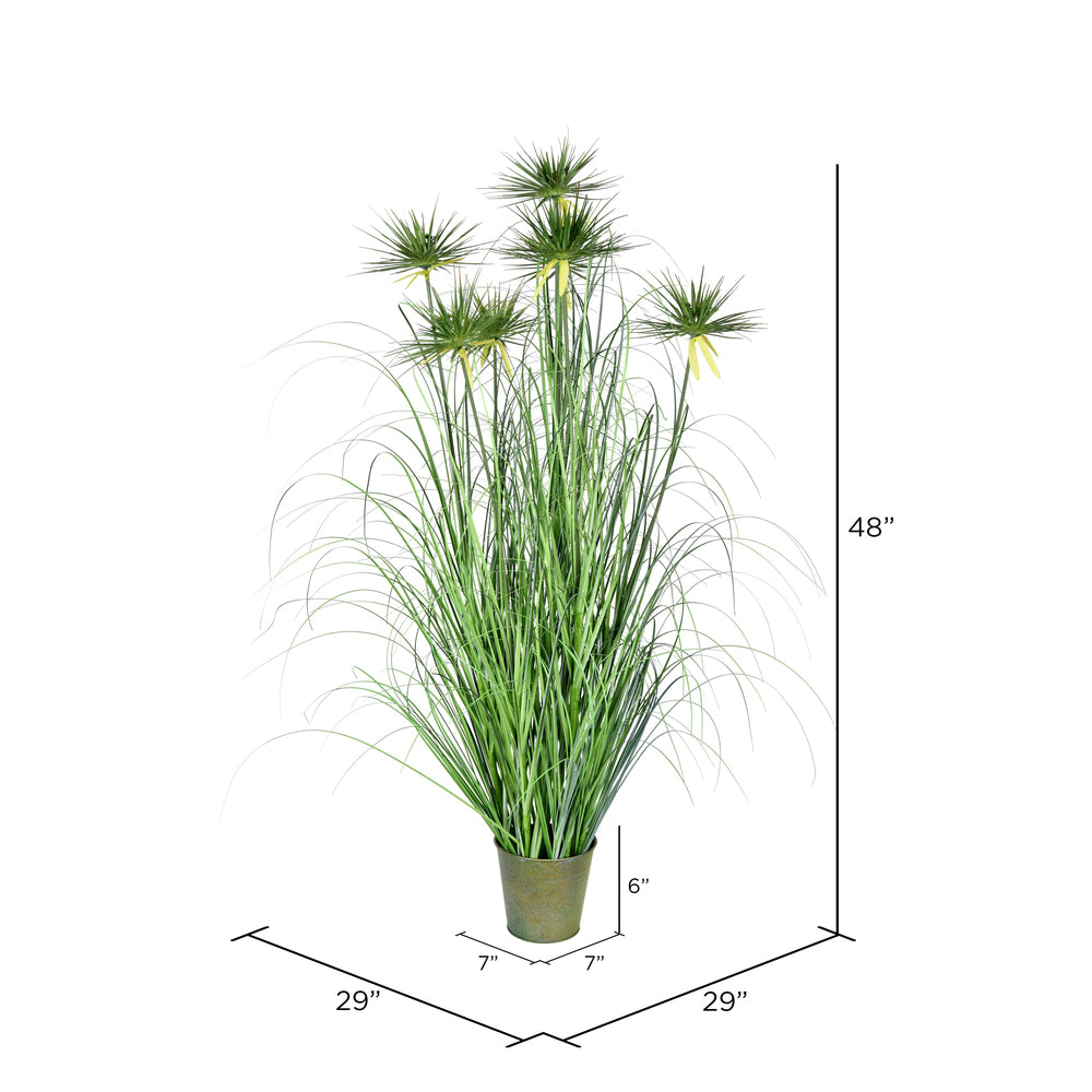 Vickerman 48" Artificial Potted Green Grass and Cyperus Heads.