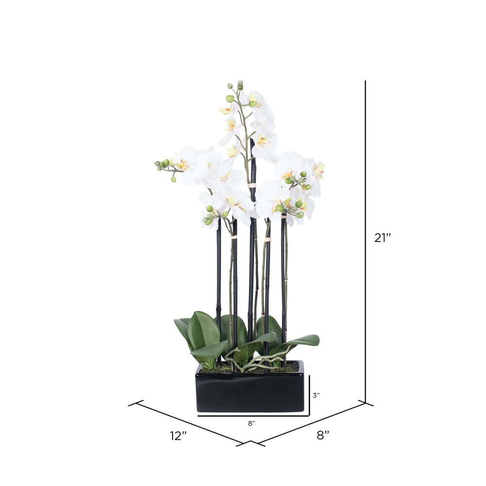 Vickerman 21" Artificial White Potted Orchid.