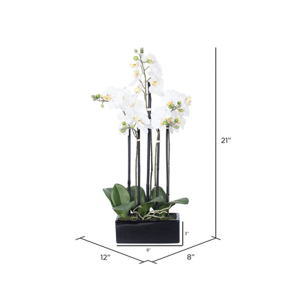 Vickerman 21" Artificial White Potted Orchid.