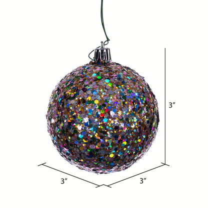 Vickerman 3" Multi-color Sequin Glitter Ball Christmas Ornament 12 Pieces per bag