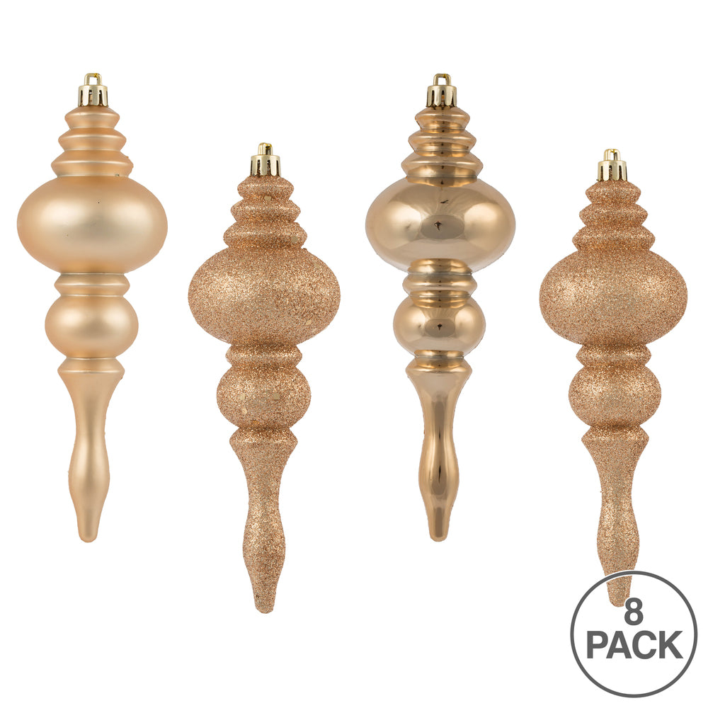 Vickerman 7" Café Latte 4-Finish Finial Ornament 8 per Box