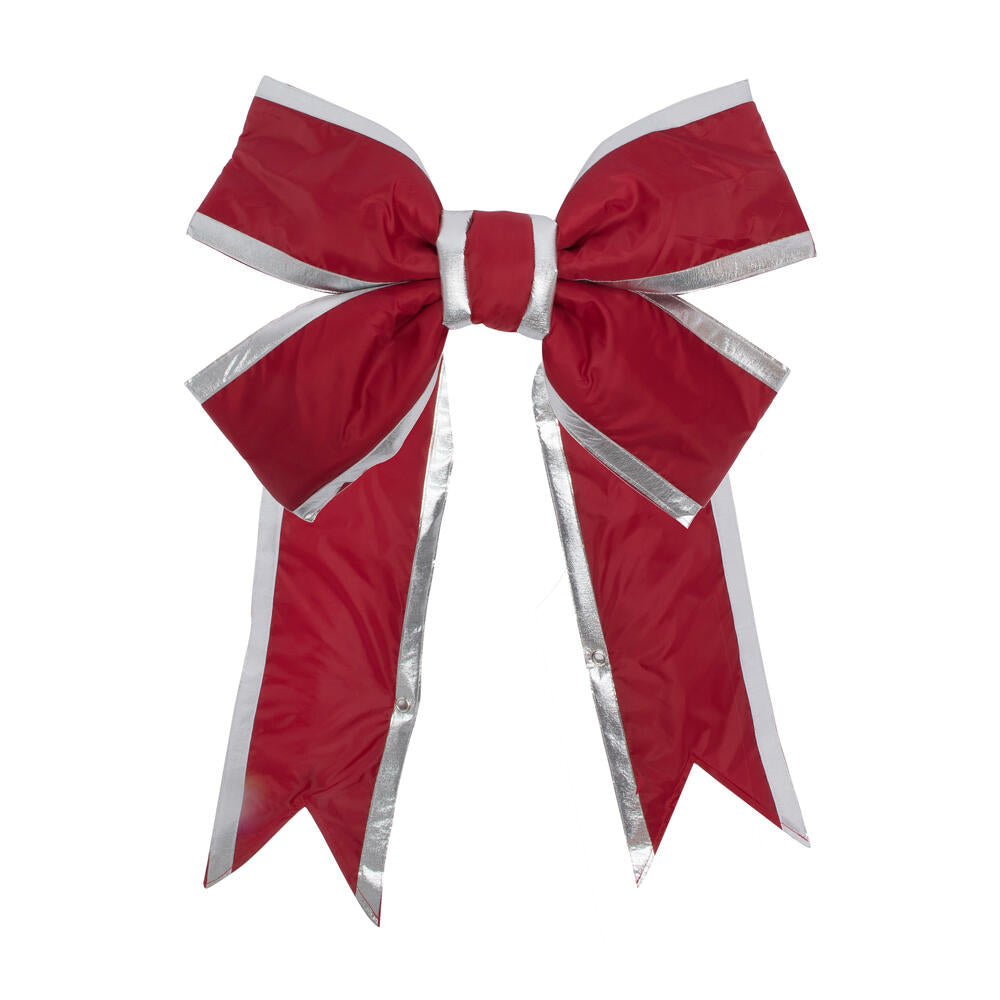 Vickerman 60" Red-Silver Nylon Outdoor Christmas Bow