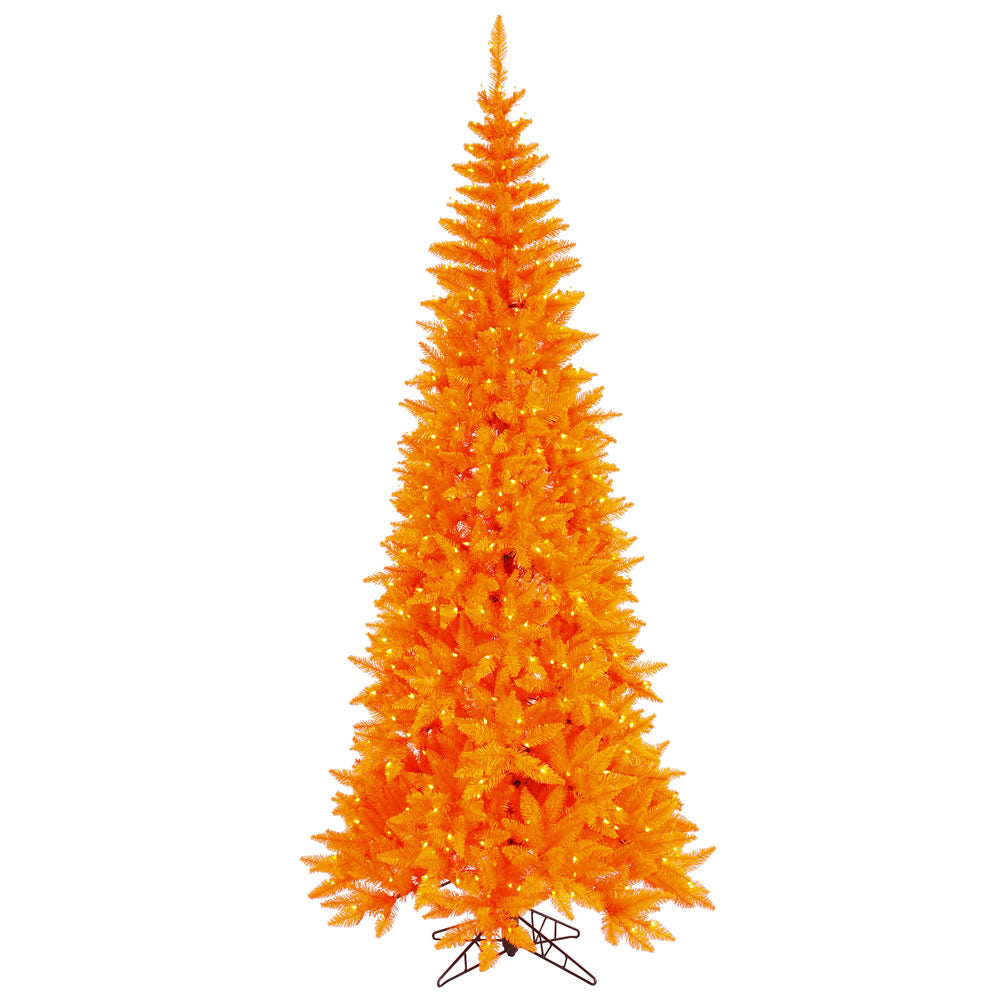 Vickerman 10' Orange Fir Slim Artificial Christmas Tree Orange  Dura-lit LED Lights