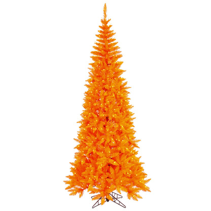 Vickerman 10' Orange Fir Slim Artificial Christmas Tree Orange  Dura-lit LED Lights