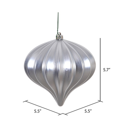 Vickerman 5.7" Silver Matte Onion Christmas Ornament UV treated Set of 3