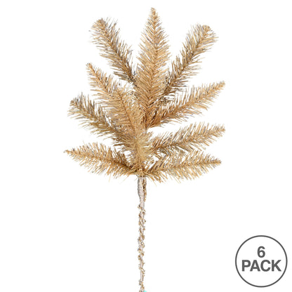 Vickerman 18" Gold Fir Artificial Christmas Spray. Includes 6 sprays per pack.