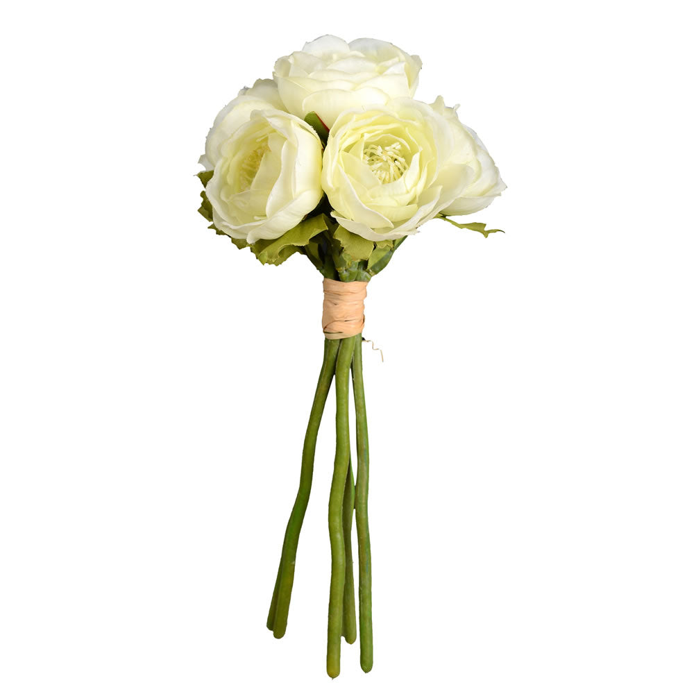 Vickerman 9" Artificial Mini White Ranunculus Spray. Includes 3 sprays per pack.