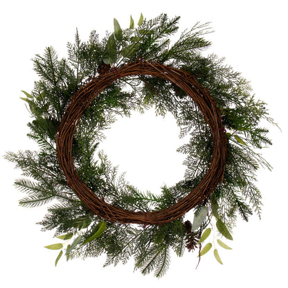 Vickerman 24" Cedar Pine Cone Twig Artificial Christmas Wreath Unlit