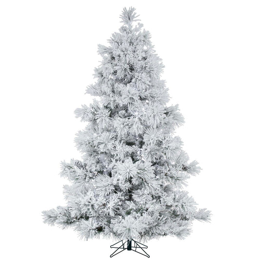 Vickerman 9' Flocked Alberta Artificial Christmas Tree Pure White LED Lights