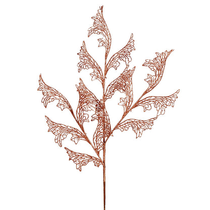 Vickerman 27" Rose Gold Glitter Coral Bells Leaf Lace Artificial Christmas Spray. Includes 12 sprays per pack.