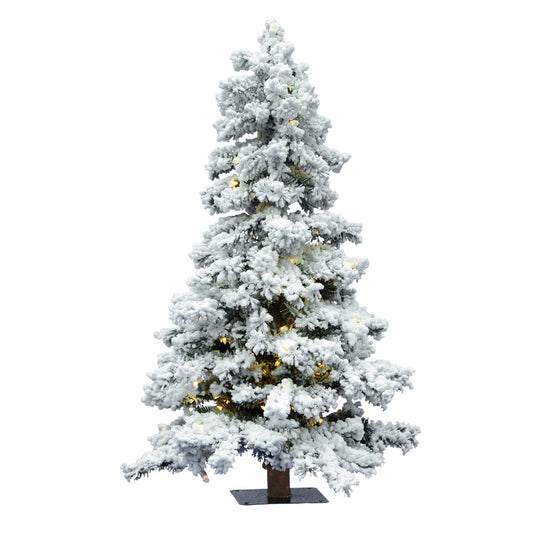 Vickerman 6' Flocked Spruce Artificial Christmas Tree Pure White Single Mold LED Lights