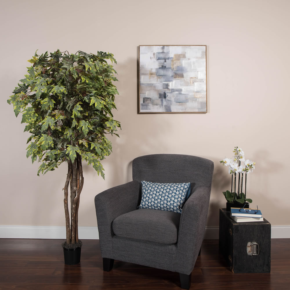 Vickerman 6' Artificial Frosted Maple Executive Black Plastic Pot