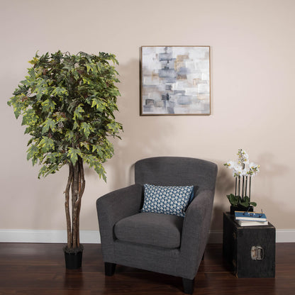Vickerman 6' Artificial Frosted Maple Executive Black Plastic Pot