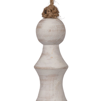 Vickerman 15" White Washed Turned Wood Finial Ornament 2 per bag.