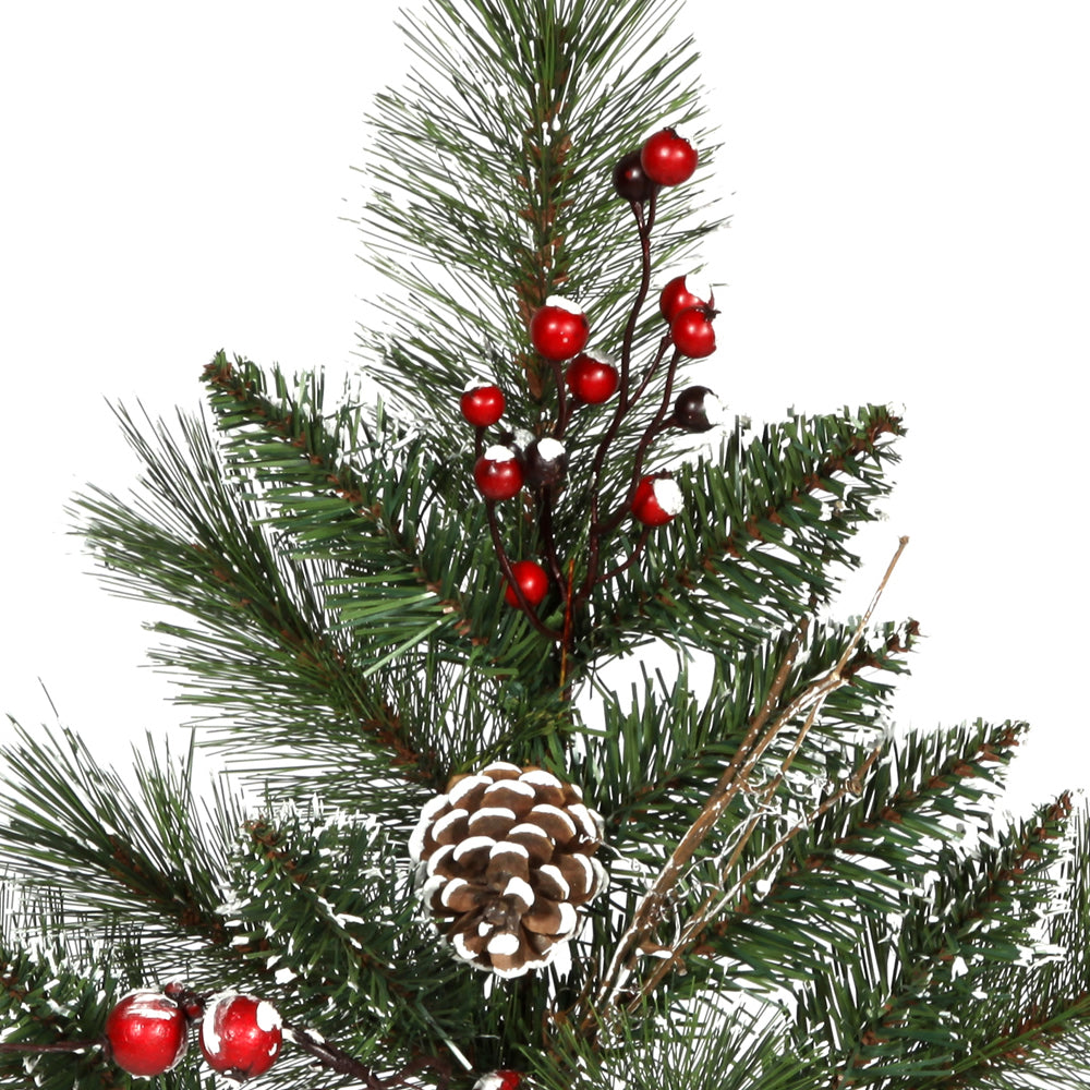 Vickerman 24" Snow Tipped Pine and Berry Artificial Christmas Wreath Clear Dura-lit Incandescent Mini Lights