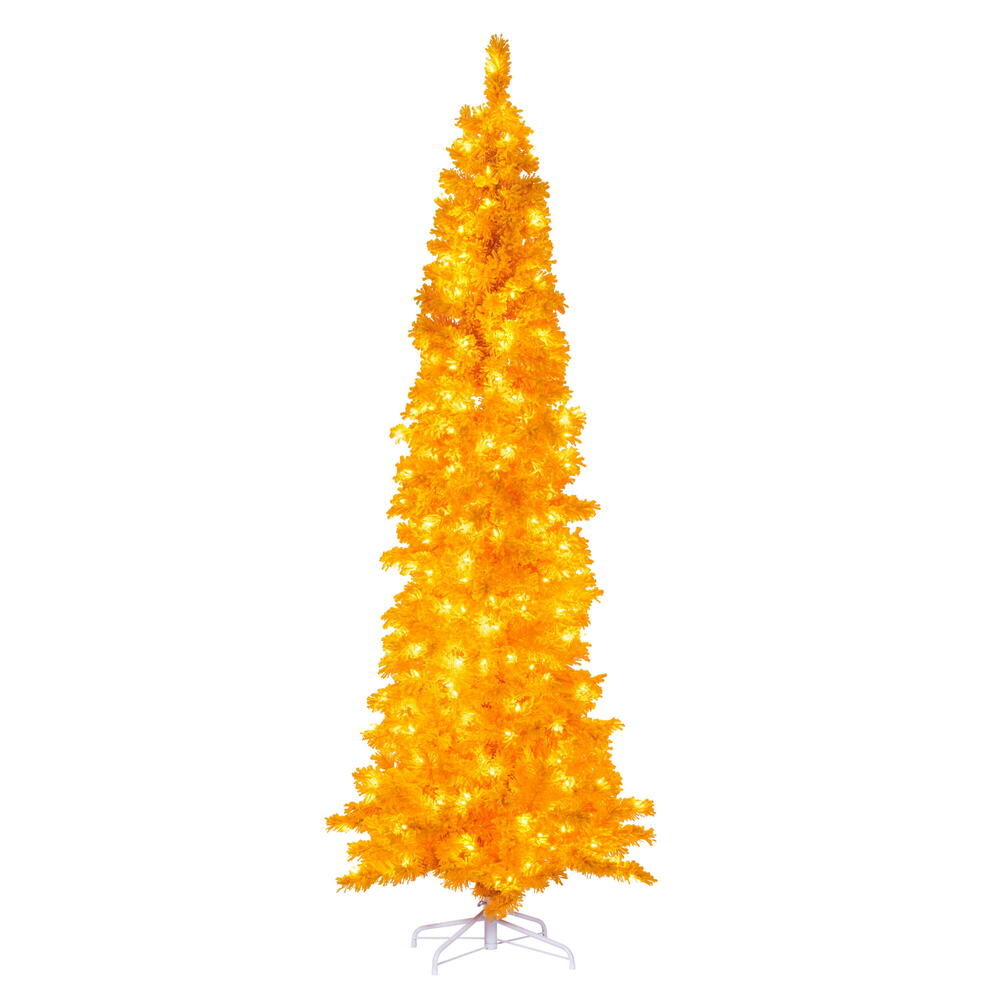 Vickerman 6.5' x 27" Flocked Yellow Artificial Pre-Lit Christmas Tree with Yellow LED Mini Lights
