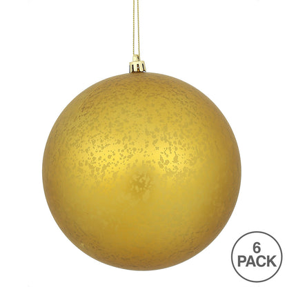 Vickerman 4" Gold Matte Mercury Ball Ornament 6 per Bag.