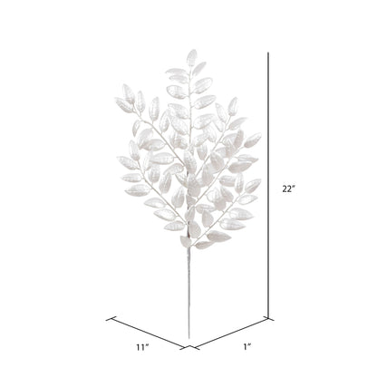 Vickerman 22" White Glitter Honey Locust Artificial Christmas Spray. Includes 6 sprays per pack.