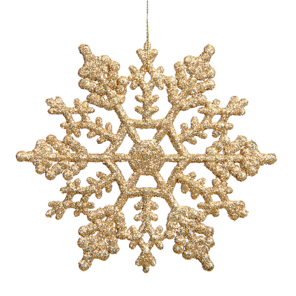 Vickerman 6.25" Antique Gold Glitter Snowflake Christmas Ornament 12 per Box