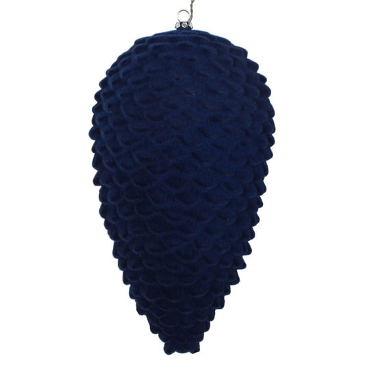 Vickerman 10" Midnight Blue Flocked Pinecone Christmas Ornament