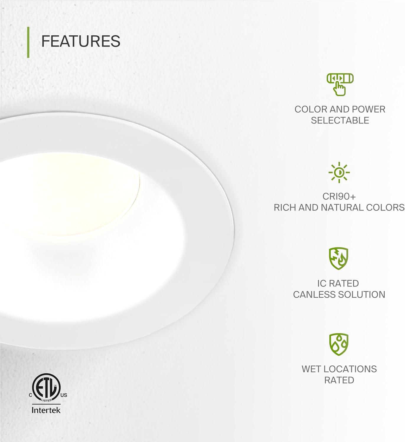 ASD Lighting LED Commercial Downlight Round 6inch 12/16/22/26/30W 120-277V 0-10V Dimmable 125Lm/W 2700/3000/3500/4000/5000K White ETL ES