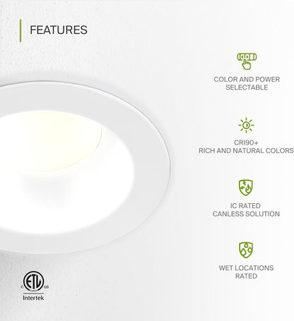 ASD Lighting LED Commercial Downlight Round 6inch 12/16/22/26/30W 120-277V 0-10V Dimmable 125Lm/W 2700/3000/3500/4000/5000K White ETL ES