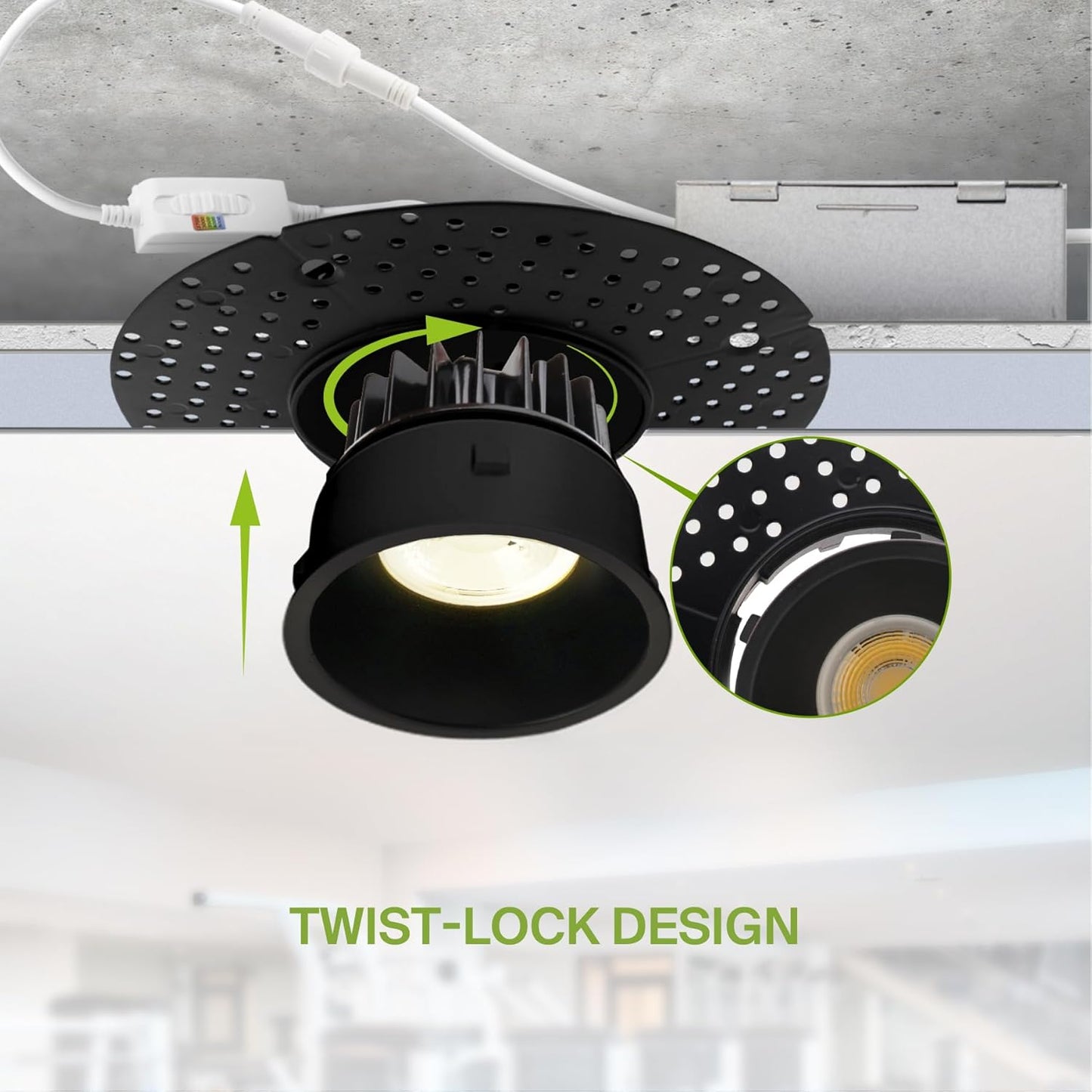 ASD Lighting LED Trimless Downlight Round 3.5inch 12W 120V Triac 2700/3000/3500/4000/5000K Black ETL Energy Star
