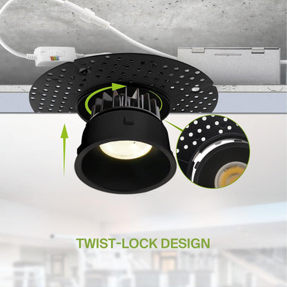 ASD Lighting LED Trimless Downlight Round 3.5inch 12W 120V Triac 2700/3000/3500/4000/5000K Black ETL Energy Star