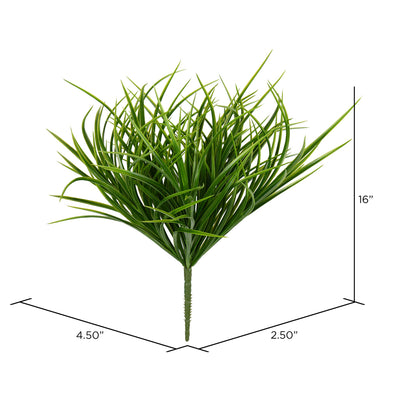 Vickerman 16" Artificial Green Grass Bush UV Coated Set of 3