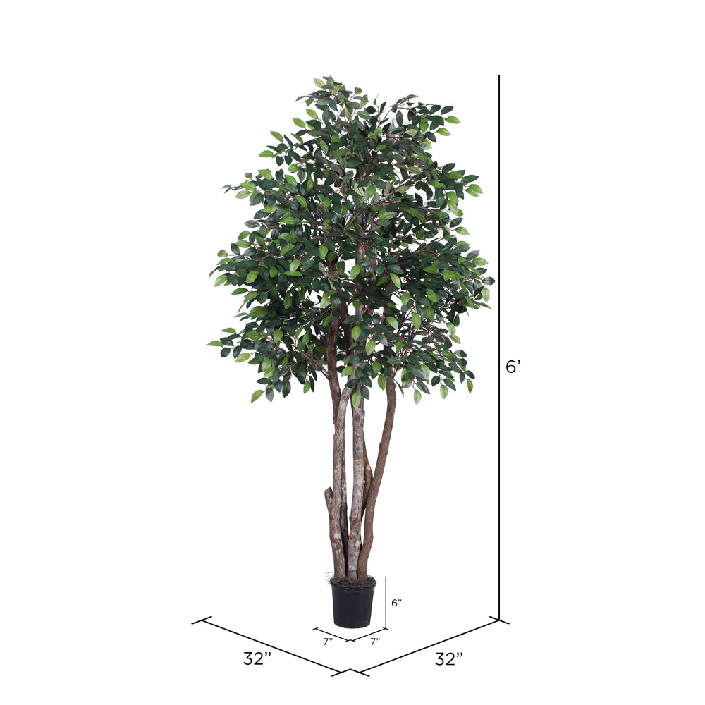Vickerman 6' Artificial Mini Ficus Executive Black Plastic Pot