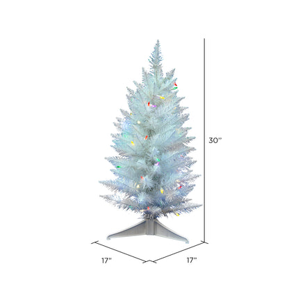 Vickerman 30" Sparkle White Spruce Pencil Artificial Christmas Tree Multi-Colored LED Lights