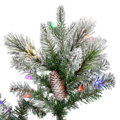 Vickerman 5.5' x 40" Flocked Ellis Pine Artificial Christmas Tree Multi-colored Dura-Lit® LED Lights