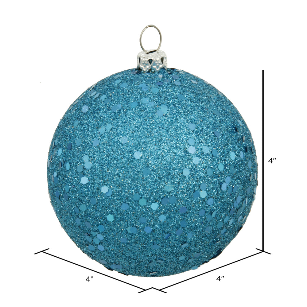 Vickerman 4" Turquoise Sequin Ball Ornament 6 per Bag