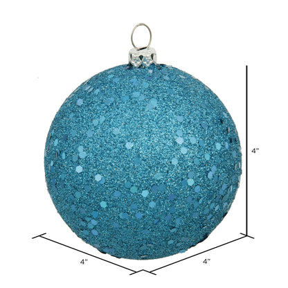 Vickerman 4" Turquoise Sequin Ball Ornament 6 per Bag