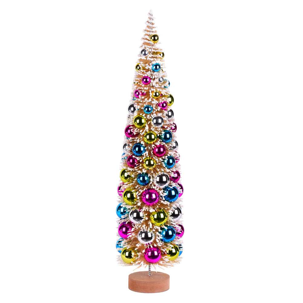 Vickerman 24" Vintage Tabletop Frosted Gold Artificial Tree Multi-colored Ornament