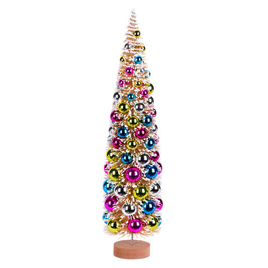 Vickerman 24" Vintage Tabletop Frosted Gold Artificial Tree Multi-colored Ornament