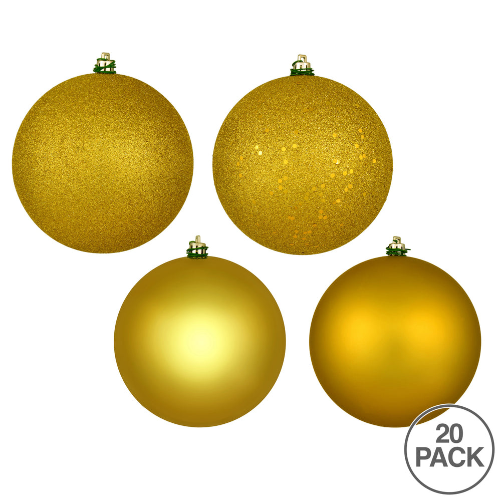 Vickerman 2.75" Medallion Gold 4-Finish Ball Ornament Assortment 20 per Box